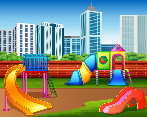 Νηπιαγωγείο Παιδιά Παιδική Χαρά Στο Πάρκο Πόλης — Διανυσματικό Αρχείο