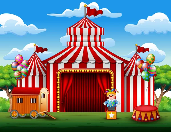 Big Top Cirkus Tält Vit Och Röd Bakgrund — Stock vektor