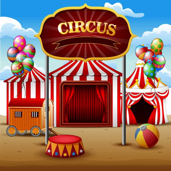 Big Top Cirkuszi Sátrak Fehér Piros Háttér — Stock Vector