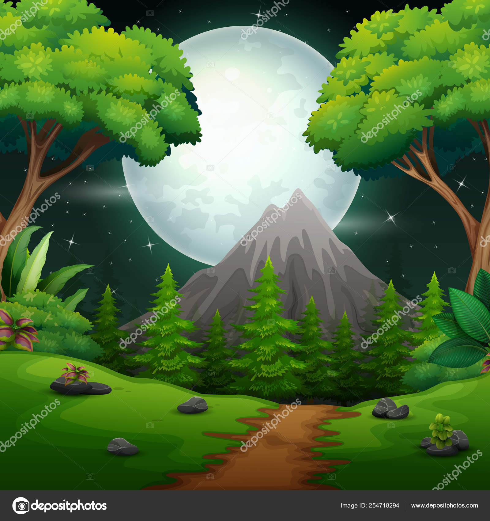 Night time sky nature landscape with moon Vector Image