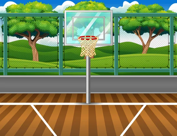 Dessin Animé Fond Terrain Basket Ball Pour Jeu — Image vectorielle