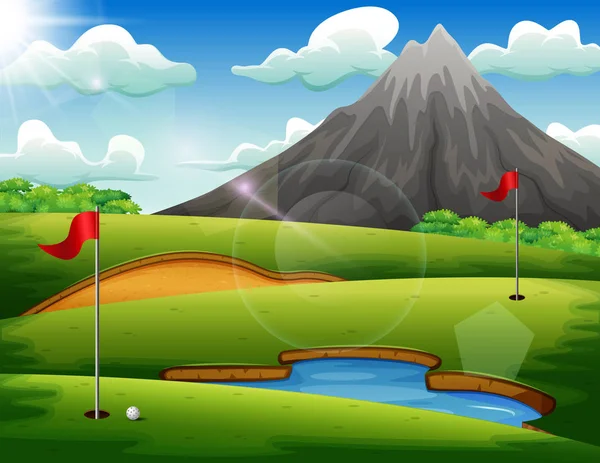 Golfbaan Met Prachtige Landschap — Stockvector