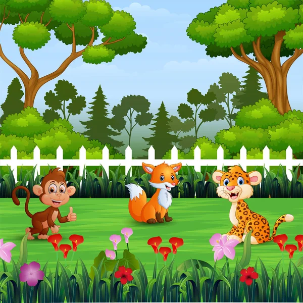 Caricature Animalière Sauvage Dans Parc — Image vectorielle