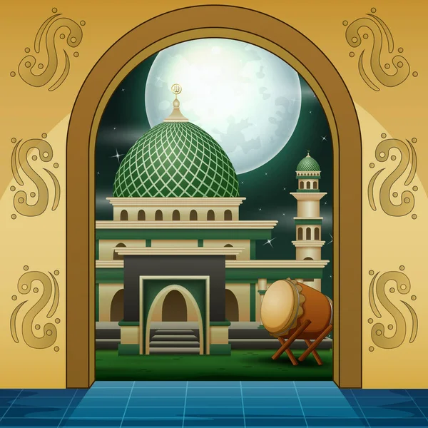 Карикатура Вход Мусульманскую Мечеть — стоковый вектор
