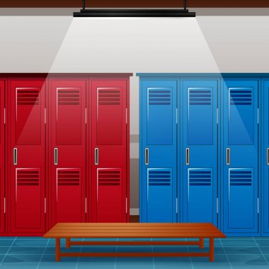Locker room of gym or school sport changing room vector Locker room of gym or school sport changing room vector
