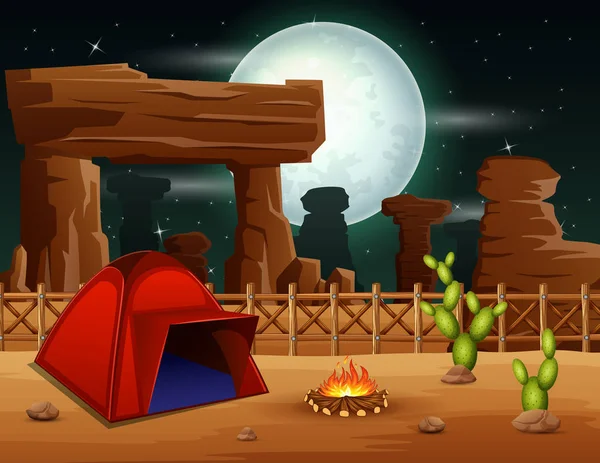 Fondo Noche Camping Desierto — Archivo Imágenes Vectoriales