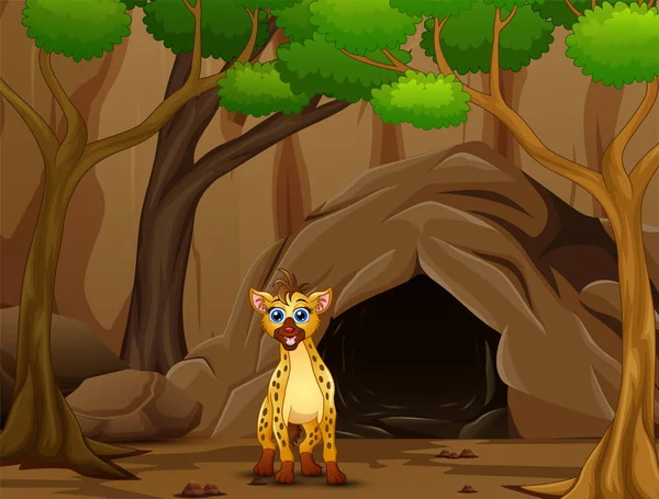 Hyena Dessin Animé Vivant Dans Grotte — Image vectorielle
