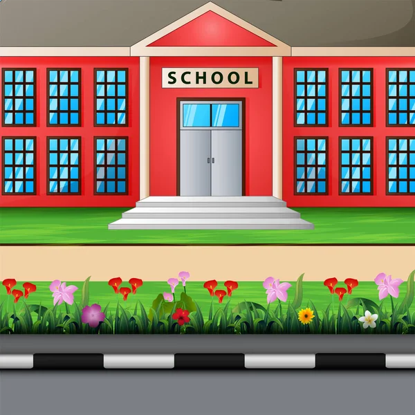 Karikatür Önden Bir Okul Binası — Stok Vektör