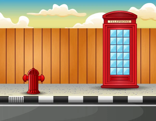 道端の赤い電話ボックス — ストックベクタ