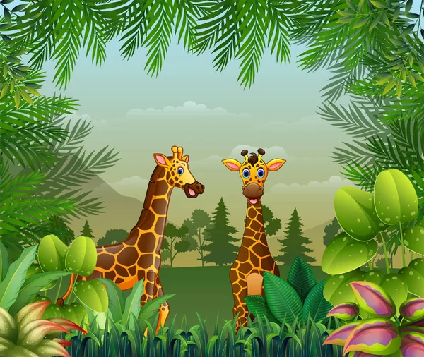 Jungle themed background with a giraffes