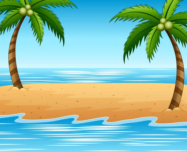 夏のビーチとココナッツの木の背景 — ストックベクタ