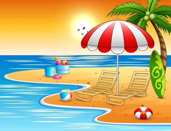 Playa Verano Con Vacaciones Relajarse Icono — Vector de stock