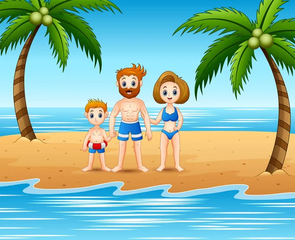 Familia Divirtiéndose Vacaciones Verano — Vector de stock