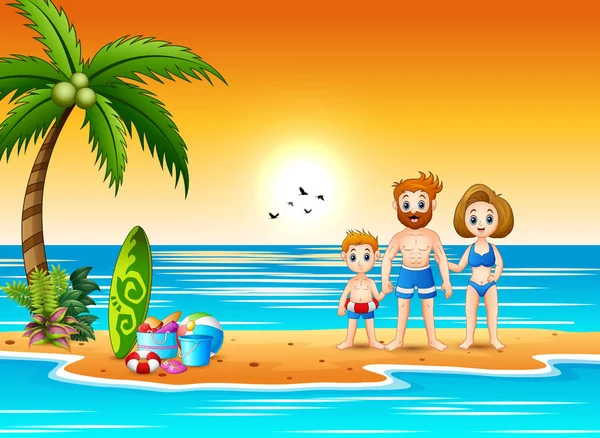 Famille Amuser Pendant Les Vacances Été — Image vectorielle