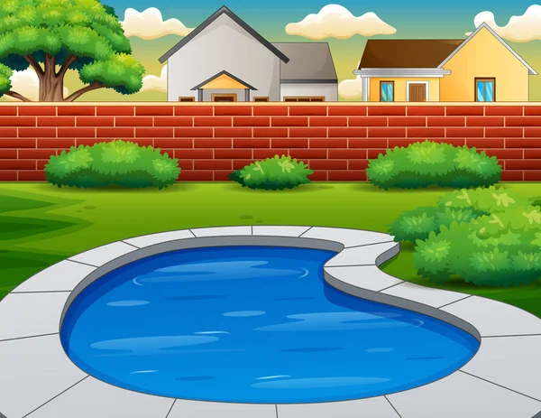 后院游泳池的背景 — 图库矢量图片