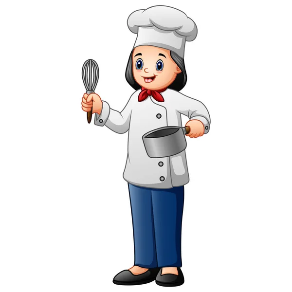 Smiling Woman Chef Uniform Isolated White Background — Stock Vector