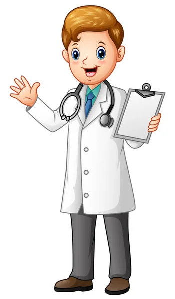 Male Doctor Holding Clipboard — Stock Vector