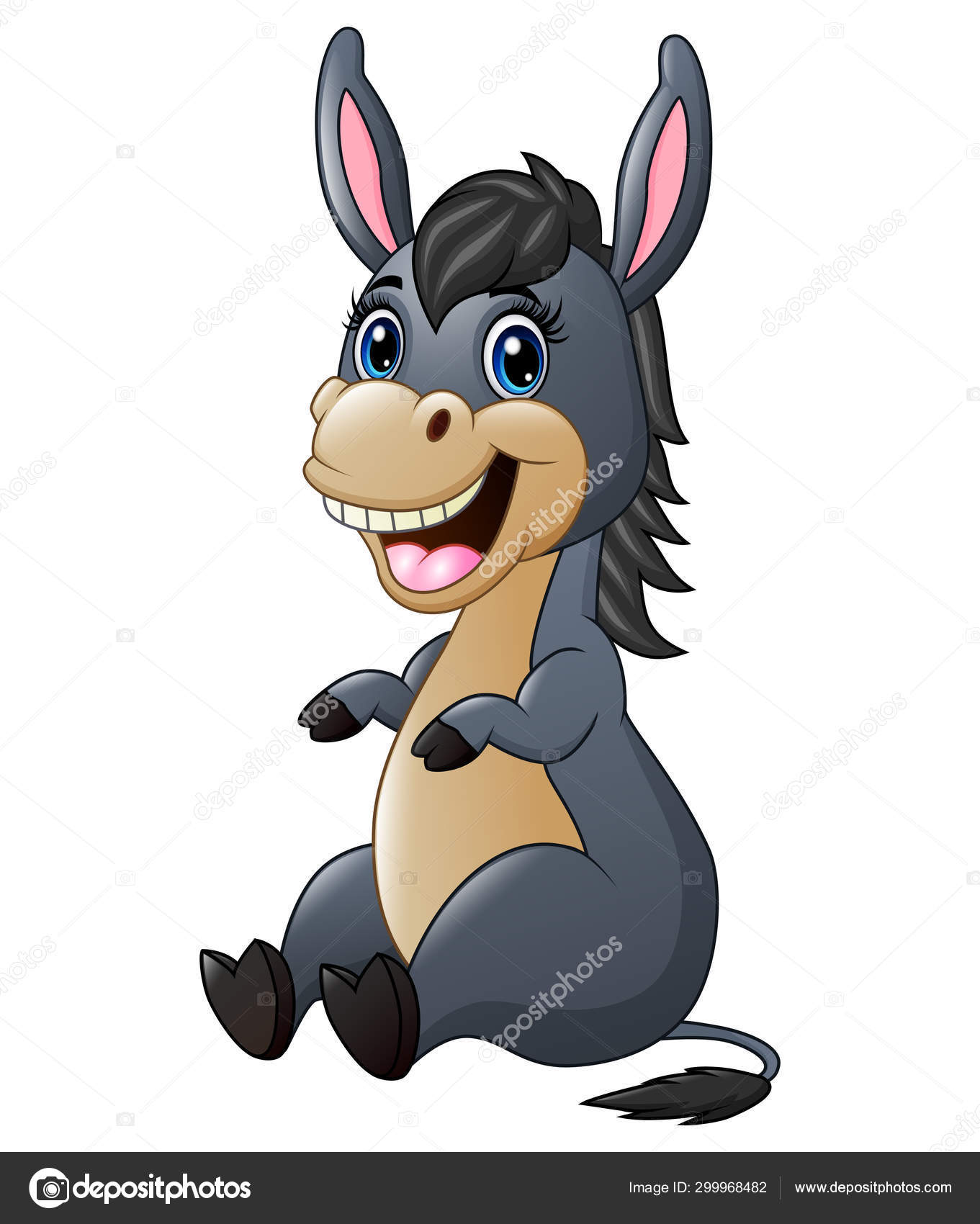 Cartoon Donkey Smile Happy Stock Vector Image by ©dualoro #299968482