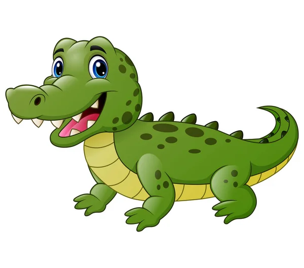 Cute Crocodile Cartoon Isolated White Background — Stock Vector