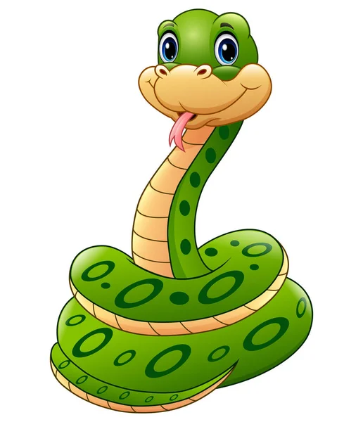 Милий Зелений Змія Тварин Мультфільм — стоковий вектор