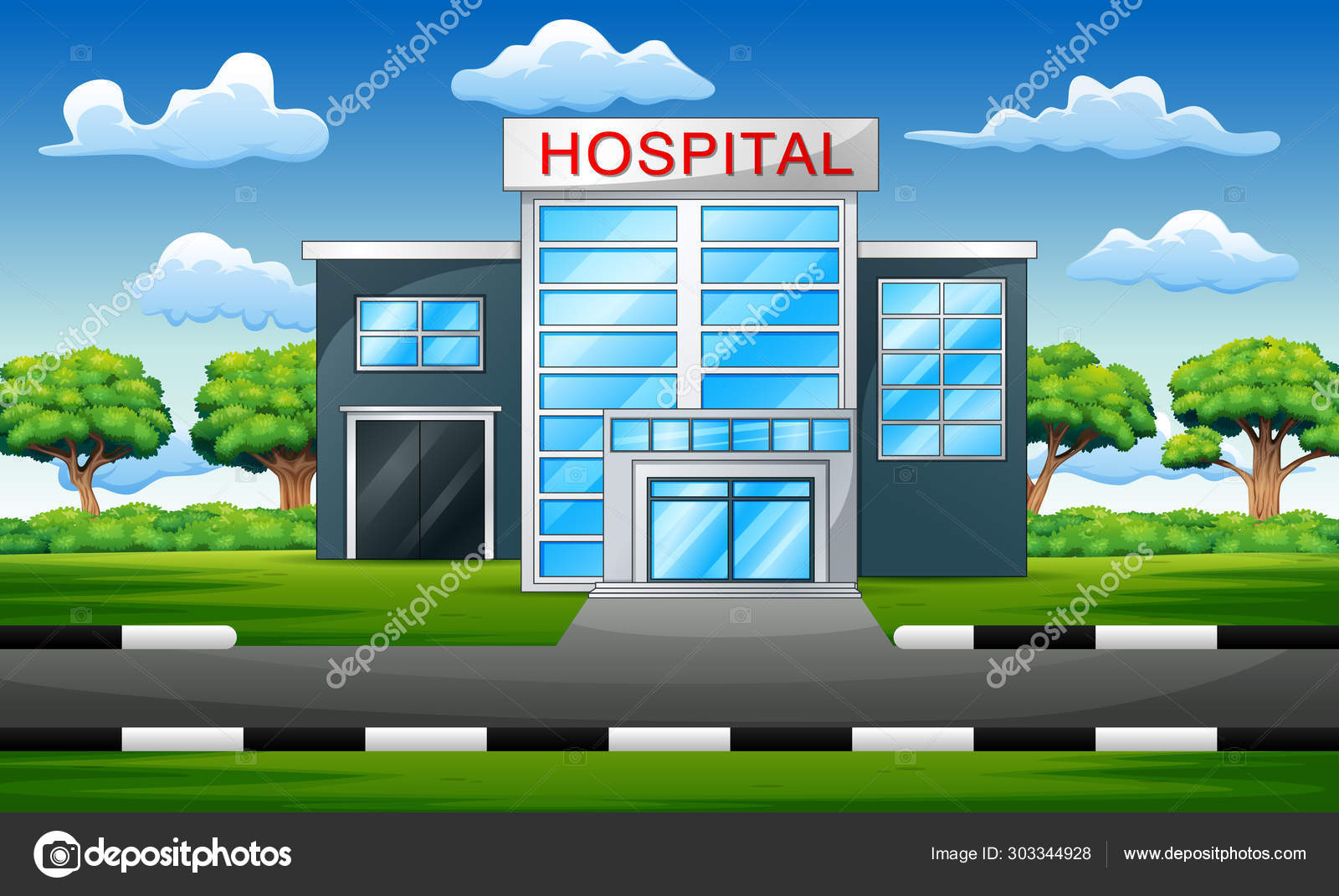 Hospital Building Exterior Modern Clinic View Stock Vector Image by  ©dualoro #303344928