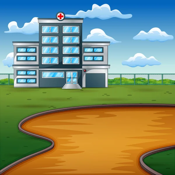 Sjukhusbyggnaden Gröna Landskap — Stock vektor