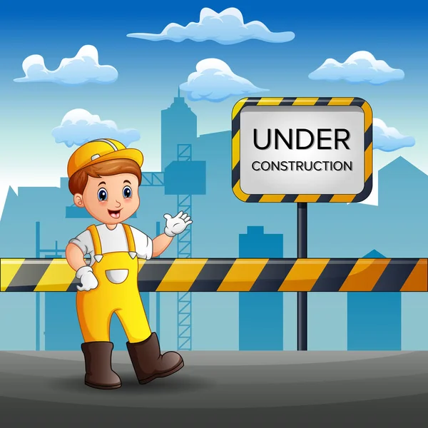 Workers Repair Road City — Stock Vector