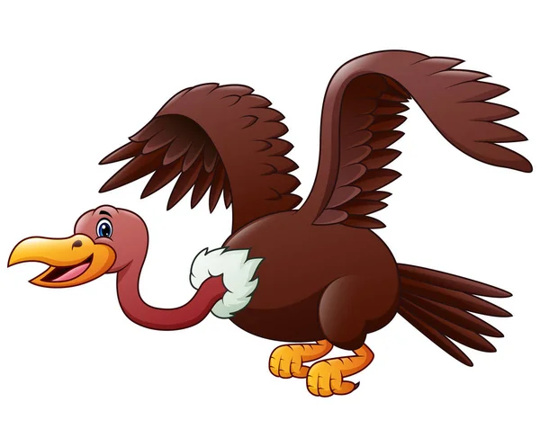 Cartoon Vulture Vliegen Geïsoleerd Witte Achtergrond — Stockvector