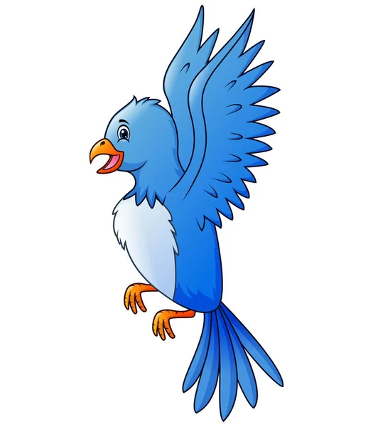蓝鸟卡通在天空中飞翔 — 图库矢量图片