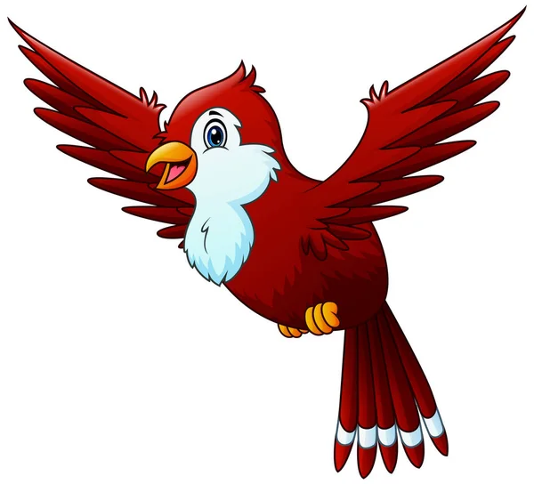 Cartoon Red Bird Flying Sky — Stock Vector