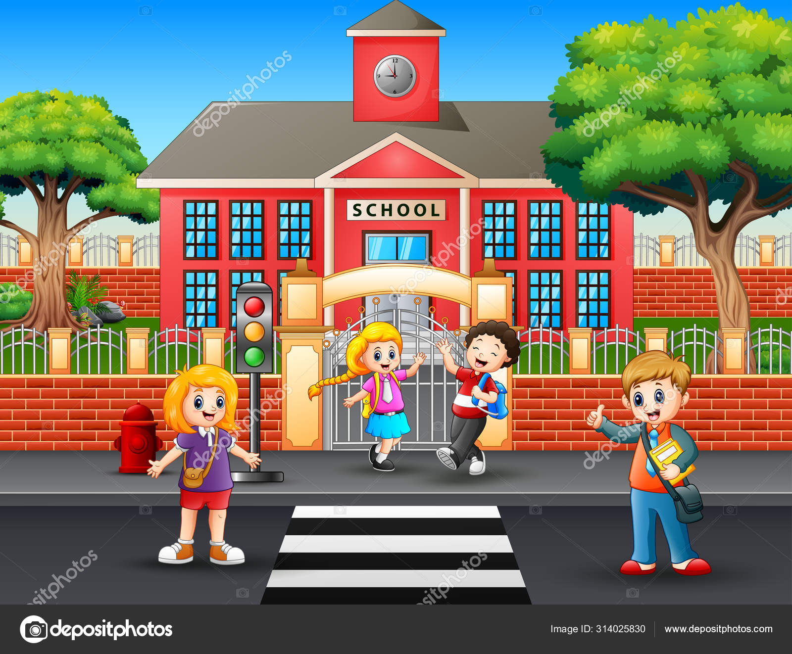 Happy Students Going Home School Stock Vector Image by ©dualoro #314025830