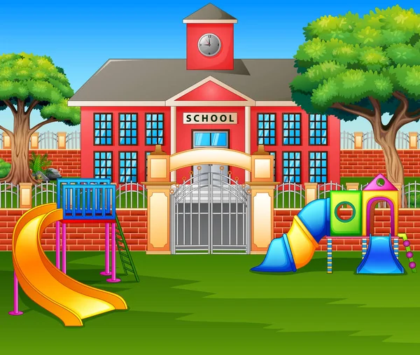 Área Parque Infantil Frente Pátio Escola —  Vetores de Stock
