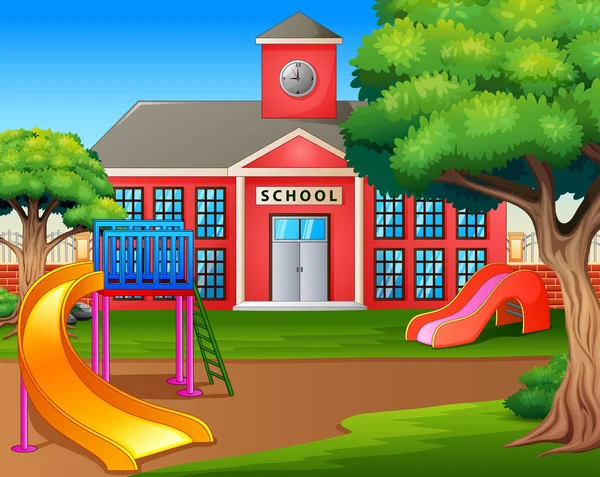 Área Juegos Para Niños Patio Escuela — Vector de stock