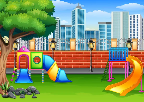 Fondo Del Parque Infantil Ciudad Del Parque — Vector de stock