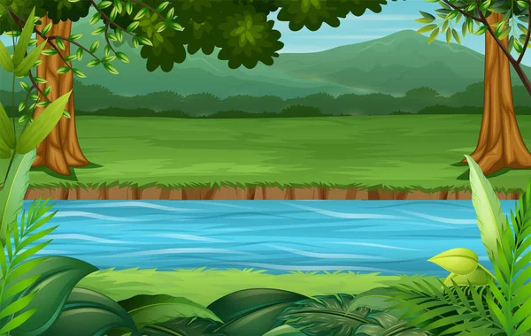 Fondo Vacío Naturaleza Paisaje Ilustración — Vector de stock