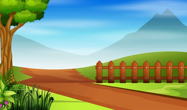 Escena Fondo Con Carretera Campo Verde — Vector de stock