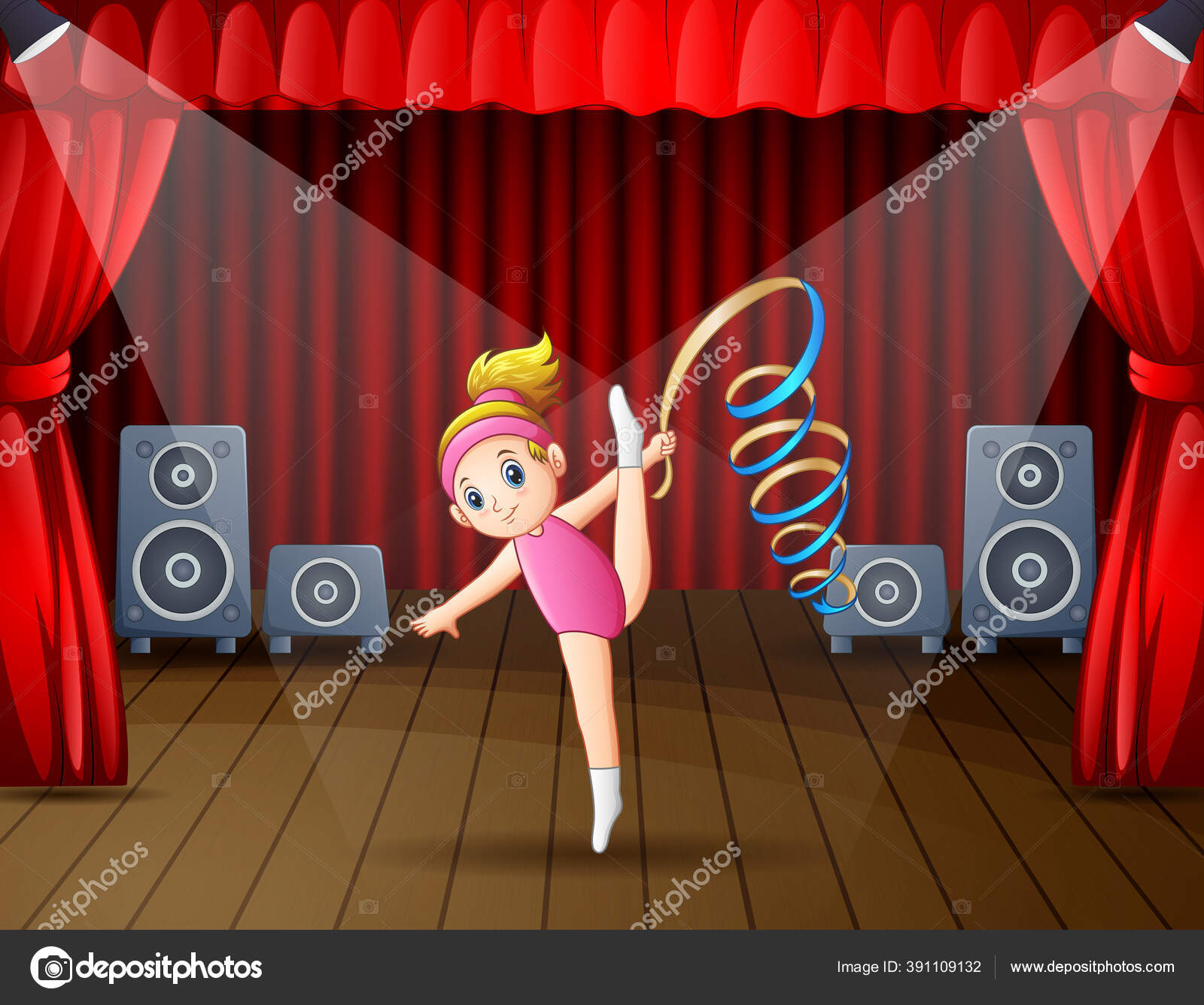 Cute Little Girl Dancing Stage Stock Illustration by ©dualoro 391109132
