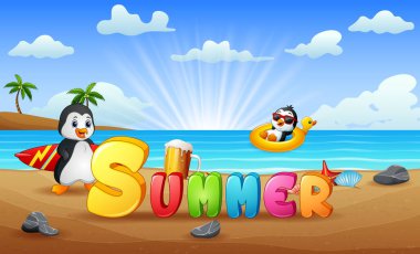 Plajda penguenlerle yaz tatili