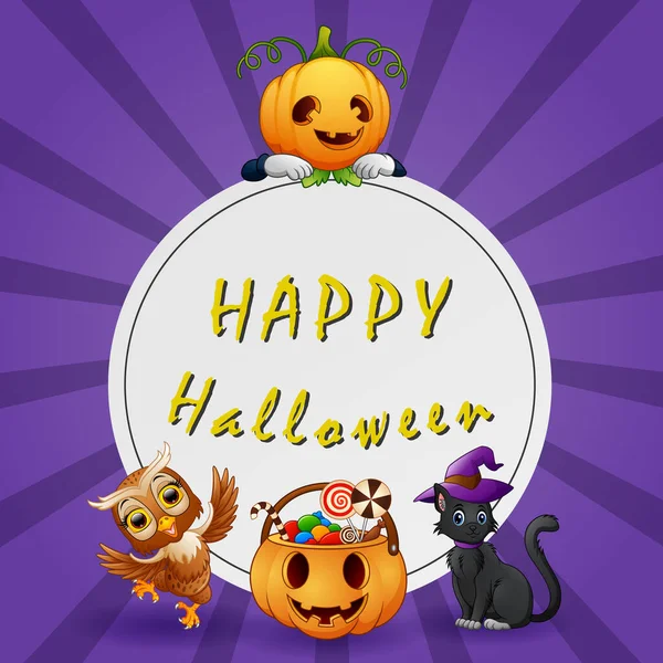 Illustrazione Sfondo Felice Testo Halloween — Vettoriale Stock