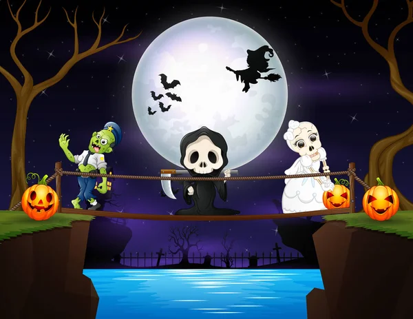 Fondo Halloween Con Divertido Personaje Dibujos Animados — Archivo Imágenes Vectoriales