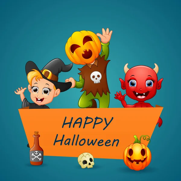 Feliz Personaje Halloween Signo — Vector de stock
