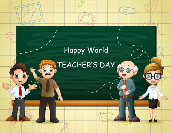 Buona Giornata Mondiale Dell Insegnante Con Gli Insegnanti Classe — Vettoriale Stock