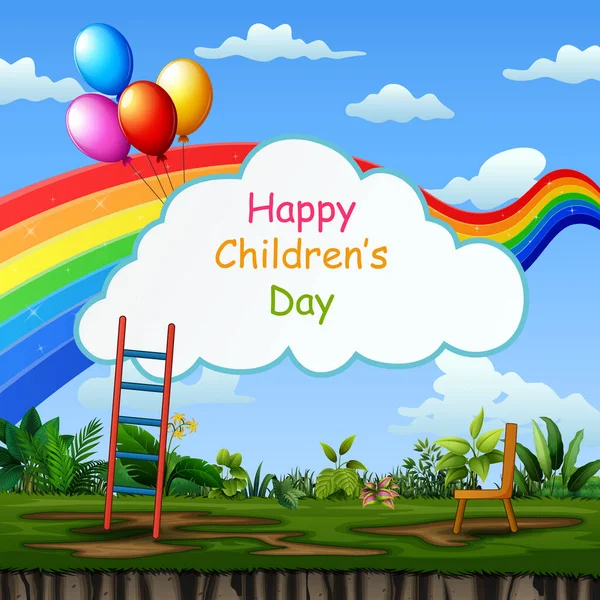 Happy Children Day Template Background Nature — стоковый вектор