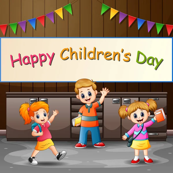 Happy Children Day Background Poster Happy Students — стоковый вектор