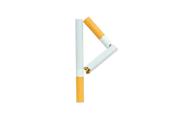 Cigarettes folded in the shape of the letter "P" on a white background — Stock Photo, Image