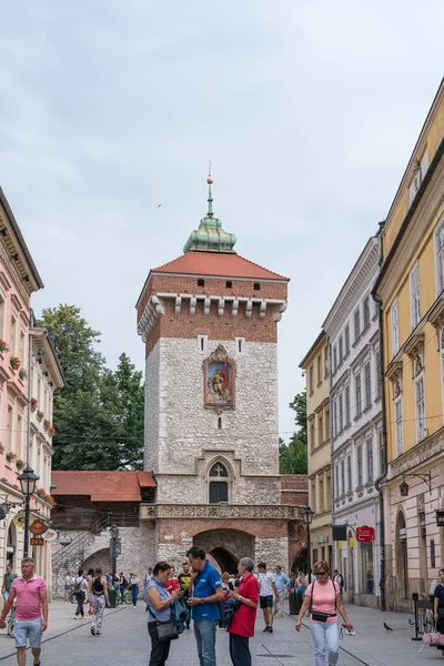 Krakov Polsko Července 2019 Stará Obranná Věž Poblíž Hlavního Náměstí — Stock fotografie