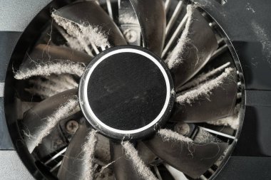 Tozlu bilgisayar grafik kartı fanatiğinin kapanışı.