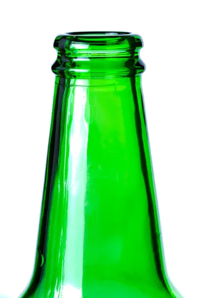 Зеленый Стеклянный Горлышко Бутылки Изолированы Белом Фоне — стоковое фото