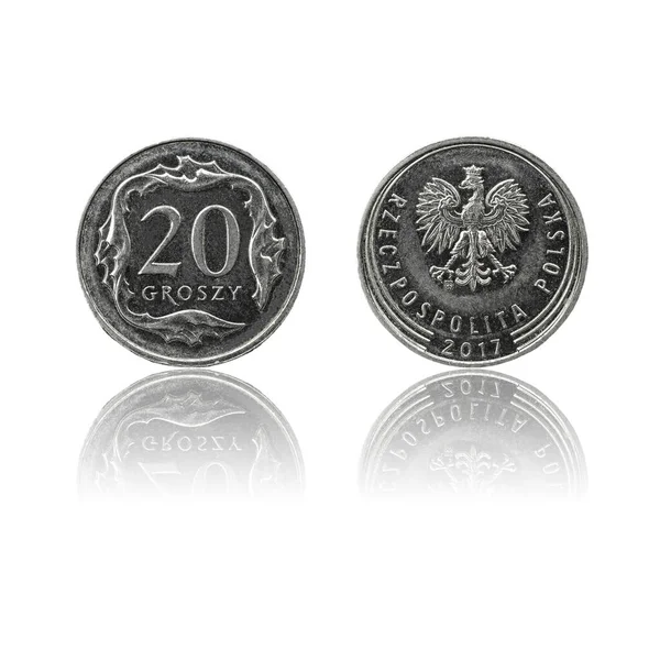Польська Валюта Гран Монет Pln Або Злотий Ізольована Білому Тлі — стокове фото