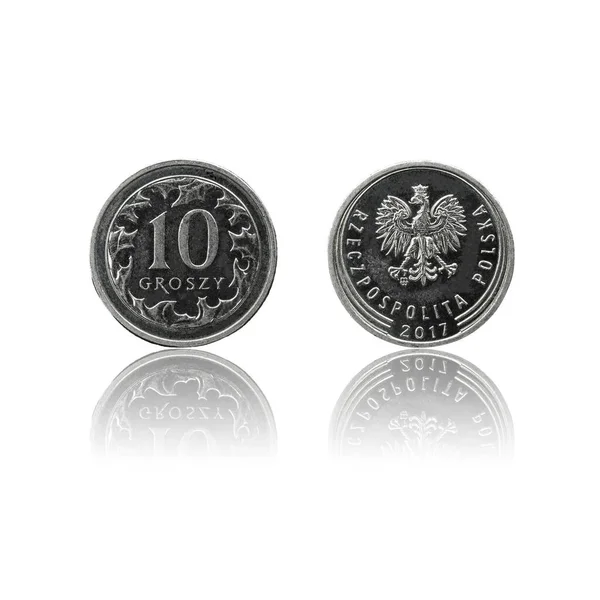 Польська Валюта Гран Монет Pln Або Злотий Ізольована Білому Тлі — стокове фото